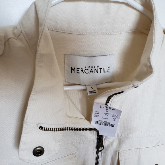 NWT J.Crew Factory Beige Cotton Field Jacket - Picture 9 of 10